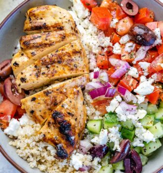 high protein greek chicken bowls