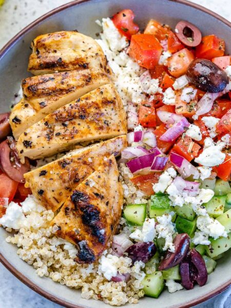 high protein greek chicken bowls
